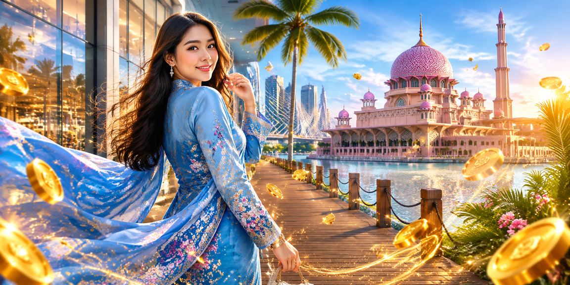 Pemain Malaysia berpakaian tradisional menikmati permainan kasino dalam talian di Putrajaya